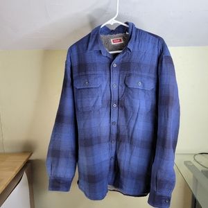 Mens Wrangler Sherpa Lined Flannel Shacket Size Large